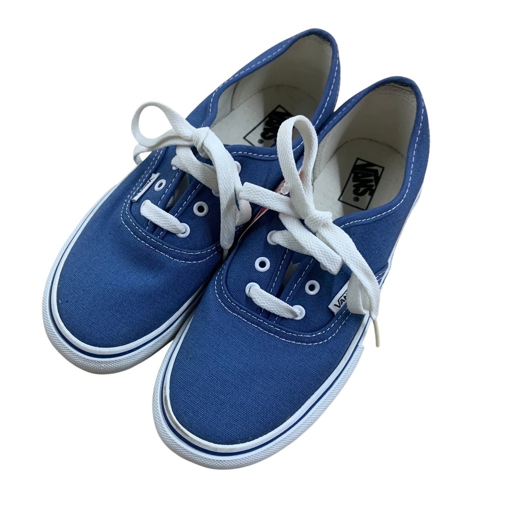 Vans Authentic Kids Classic Blue Canvas Low Top Lace Up Sneakers Shoes KIDS 3.5